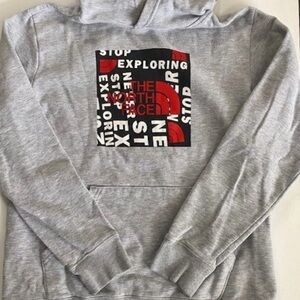 The North Face Gray and Red Graphic Hoodie boys large